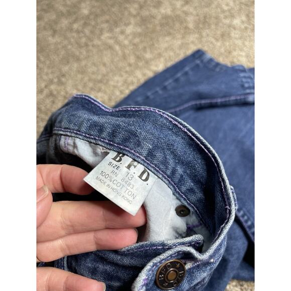Vintage 70s Denim High Waist Jeans Purple Stitching BFD Juniors Size 13 Cowgirl - Picture 3 of 8